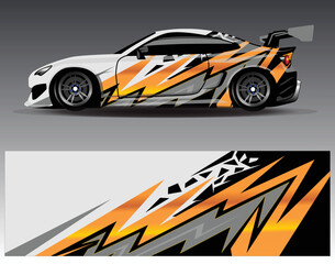 Car wrap design vector. Graphic abstract stripe racing background kit designs for wrap vehicle  race car  rally  adventure and livery