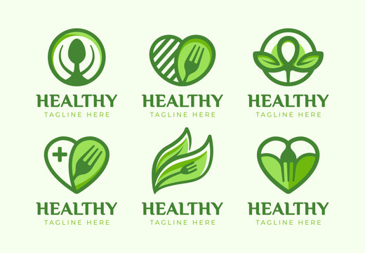 Set of Vector Healthy food logo template