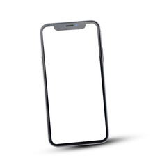 Smartphone blank screen mockup on white background