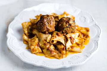pappardelle  in meatball bolognese sauce