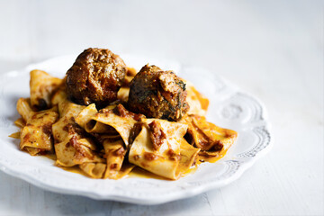 pappardelle  in meatball bolognese sauce