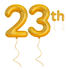 23th year anniversary gold balloon