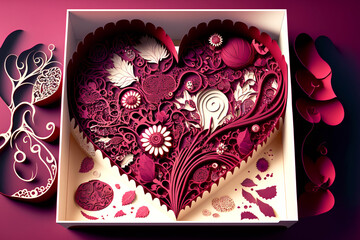 Layered Paper Cut style Illustration of Valentines Chocolates