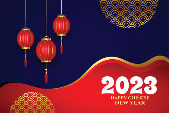 2023 chinese new year festival season background with lantern