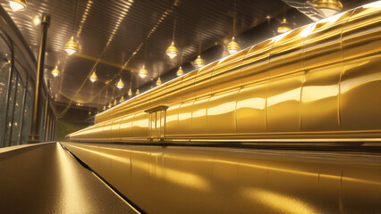 アニメ調の黄金の世界系背景イラスト(AI generated image)