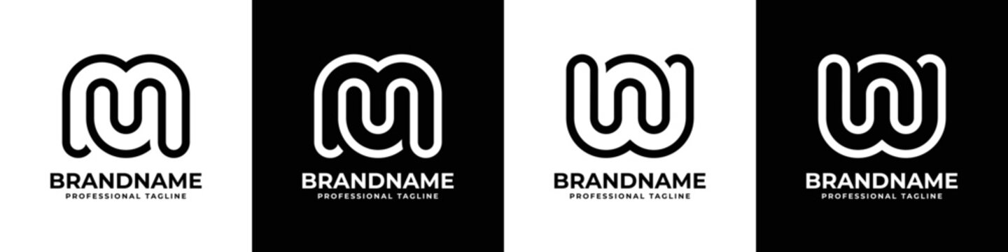 Simple Letter MU or NW Monogram Logo, suitable for any business MU, UM, NW or WN initials.