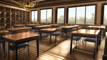 アニメ調のスチームパンク系背景イラスト(AI generated image)