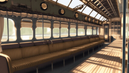 Naklejka premium アニメ調のスチームパンク系背景イラスト(AI generated image)