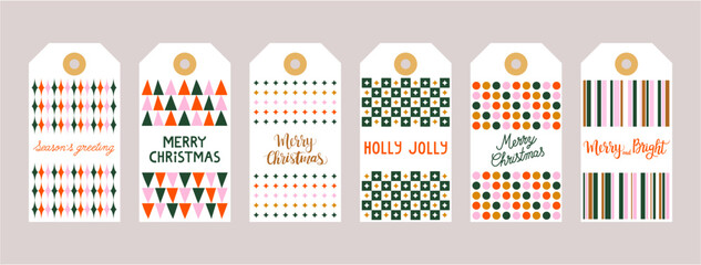 Set christmas gift tags set with hand drawn doodles leafs and lettering. Vector hand drawn illustration	
