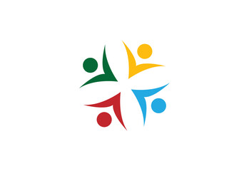 four round unity people care logo icon vector template.