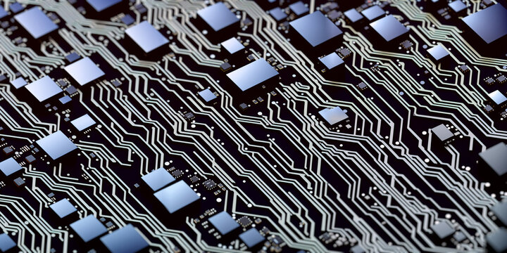 Inner Workings Of A Computer In A Sleek And Modern Design, Featuring Microchips, Transistors, Circuitry And PCB Boards. Generative AI