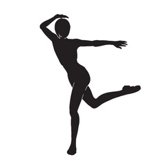 Fototapeta na wymiar Cartoon silhouette of young female dancer vector isolated.