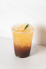 espresso soda with rosemary on top