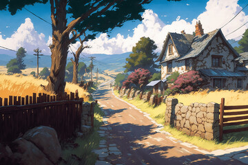 Fototapeta premium 美麗な街系背景イラスト(AI generated image)