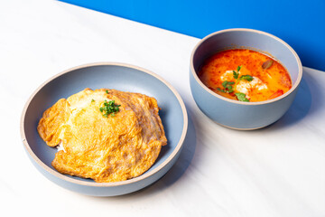 Rice and Omelette with Tom Yum Kung