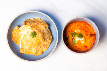 Rice and Omelette with Tom Yum Kung