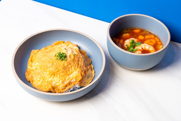 Sour Soup Shimp and omlette rice