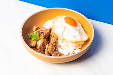 Rice with Garlic Chicken and Fried Egg