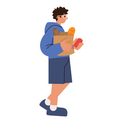 man with grocery bag