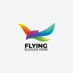 Fototapeta na wymiar flying logo vector gradient colorful illustration