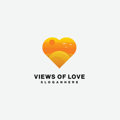 Gradient views of love vector design logo template