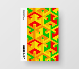 Minimalistic mosaic hexagons corporate brochure template. Fresh catalog cover A4 design vector layout.