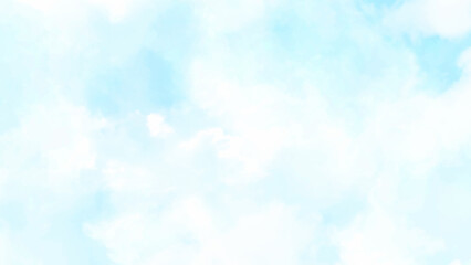 Fototapeta na wymiar Watercolor soft blue sky clouds