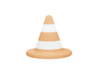 Traffic cone with 3d vector icon cartoon minimal style