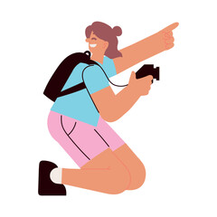 traveler girl with backpack