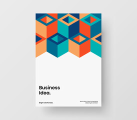 Abstract annual report design vector layout. Original mosaic hexagons presentation template.