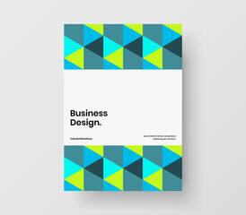 Colorful geometric shapes book cover template. Isolated booklet A4 vector design concept.