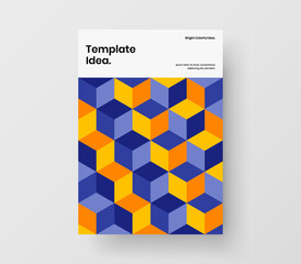 Abstract mosaic hexagons company brochure layout. Colorful corporate cover design vector template.