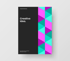 Creative handbill design vector layout. Colorful geometric hexagons corporate identity illustration.