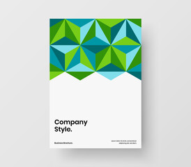 Trendy corporate brochure vector design layout. Isolated geometric hexagons postcard illustration.