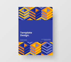 Unique magazine cover A4 vector design template. Modern geometric hexagons placard concept.