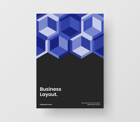 Bright geometric hexagons handbill template. Simple company identity A4 vector design illustration.