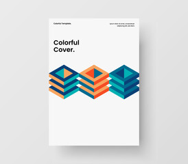 Multicolored geometric tiles flyer template. Clean brochure vector design concept.