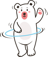 Bear playing hula hoop sport cartoon character Isolated vector Illustration