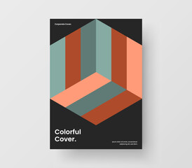 Minimalistic geometric tiles company brochure layout. Creative leaflet design vector illustration.