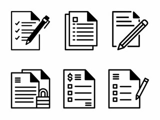 Document icon set illustration. Stock vector.