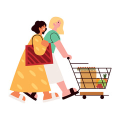 women with shopping cart