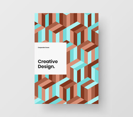 Simple handbill vector design template. Bright mosaic tiles postcard concept.