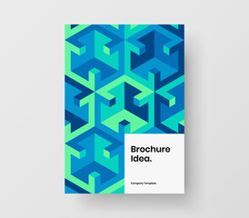 Unique mosaic pattern booklet template. Multicolored poster design vector layout.