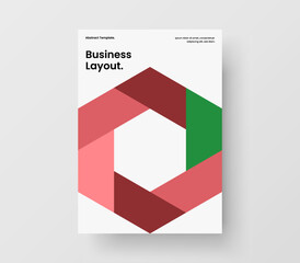 Minimalistic magazine cover design vector template. Original geometric pattern company brochure layout.