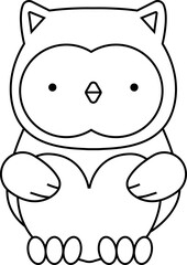 Obraz na płótnie Canvas owl cartoon animal with heart outline for love valentine day clipart png illustartion