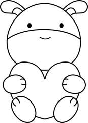 hippo animal with heart outline
for love valentine day
clipart png illustartion