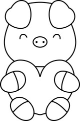 Pig cartoon animal with heart outline
for love valentine day
clipart png illustartion