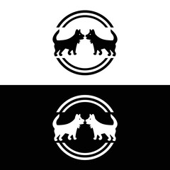 Circle dog vector animal logo design . icon logo . silhouette logo 