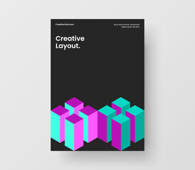 Amazing postcard design vector concept. Clean geometric hexagons magazine cover template.