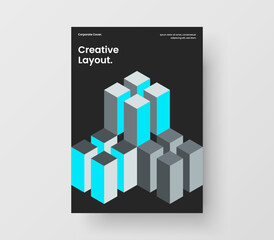 Unique handbill design vector template. Clean geometric pattern company cover illustration.